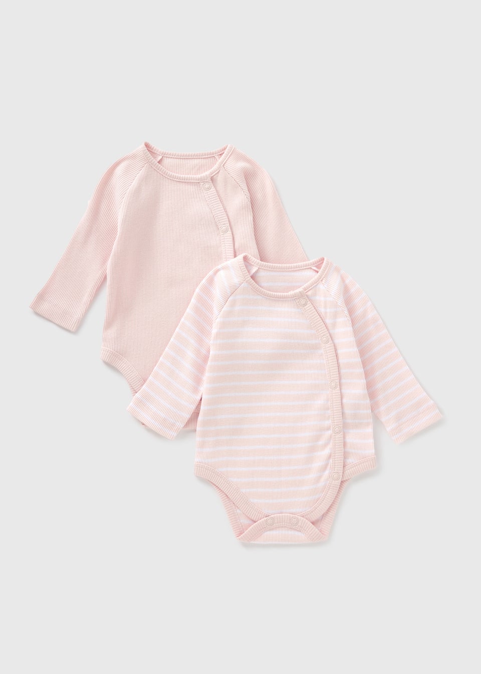 2 Pack Baby Pink Ribbed Bodysuits (Newborn-18mths)