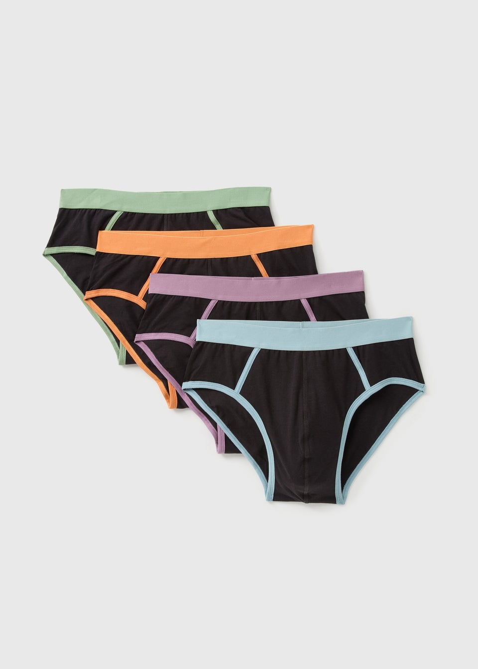 4 Pack Black Multicolour Waistband Briefs