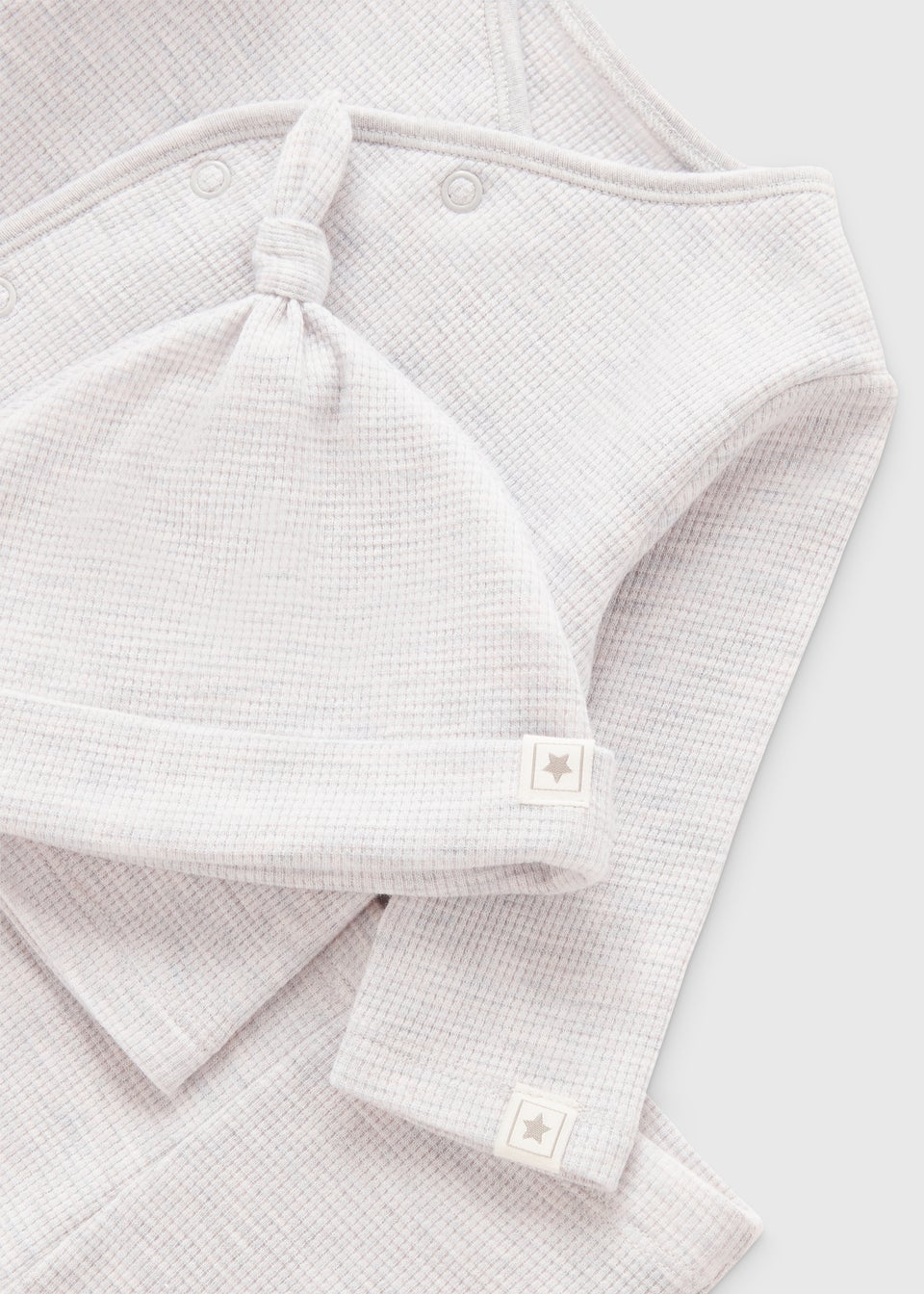 3 Piece Baby Grey Waffle Top, Leggings & Hat Set (Newborn-18mths)