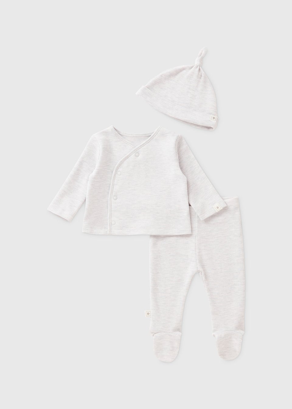 3 Piece Baby Grey Waffle Top, Leggings & Hat Set (Newborn-18mths)
