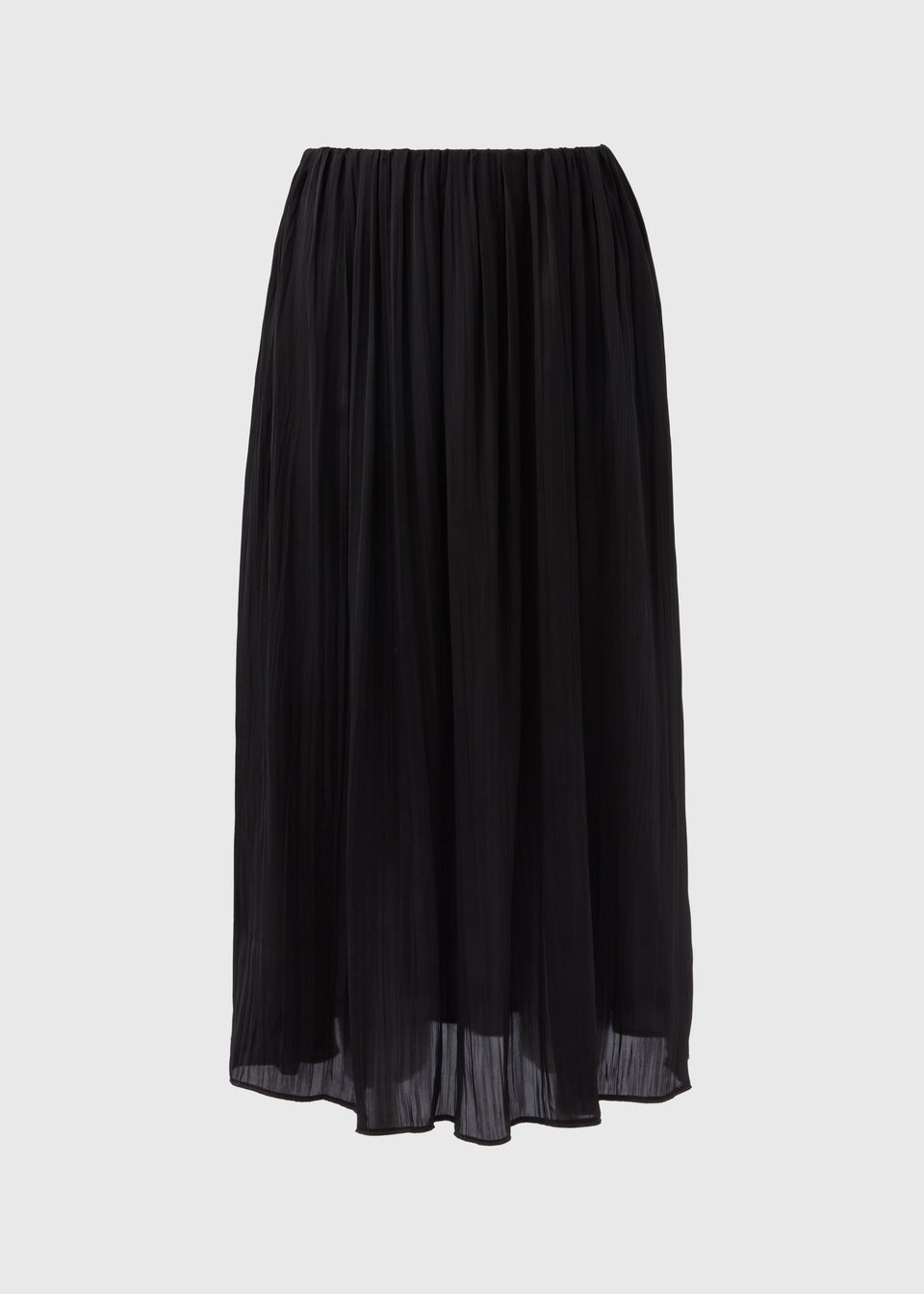 Black Satin Pleated Midi Skirt Matalan