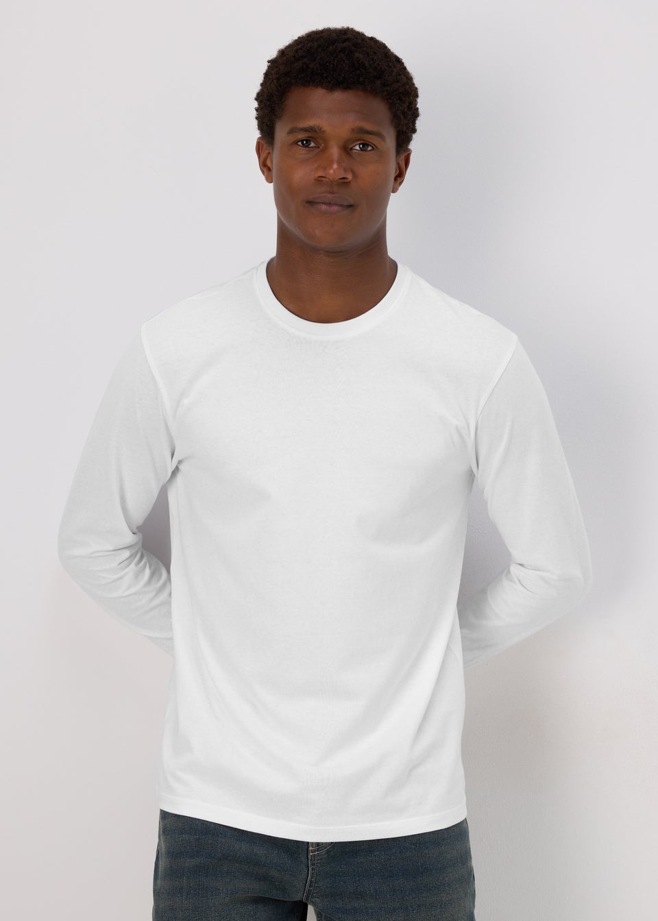 White crew neck long sleeve shirt outlet