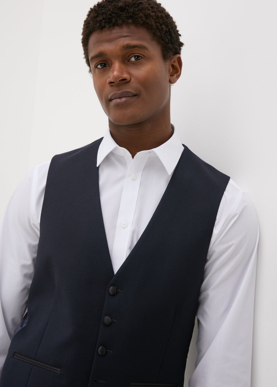 Taylor & Wright Dunham Navy Jacquard Evening Waistcoat