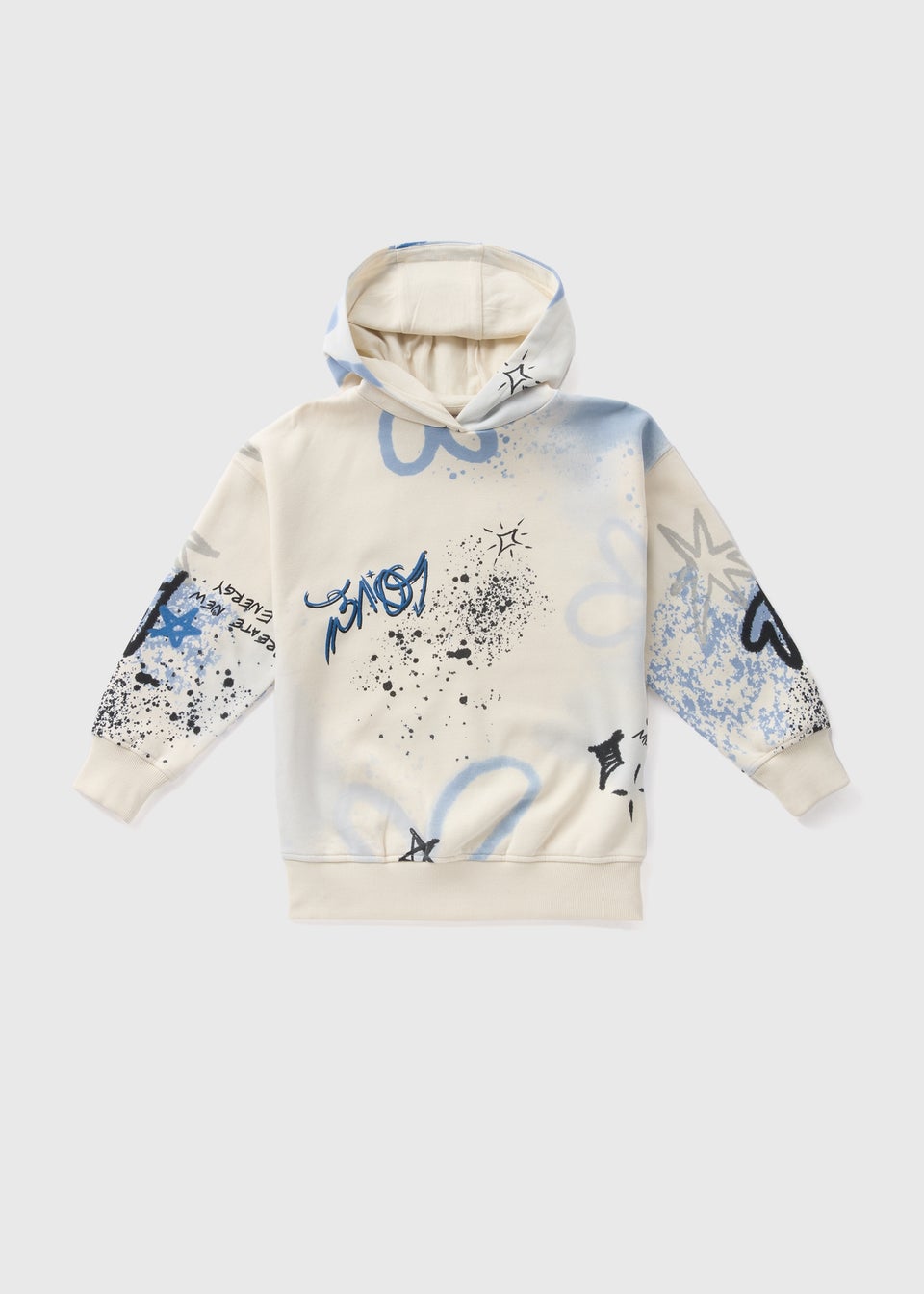 Girls Cream Graffiti Hoodie 7 15yrs Matalan