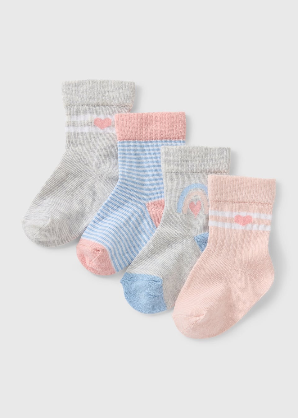 4 Pack Baby Pink Sports Socks (Newborn-24mths)