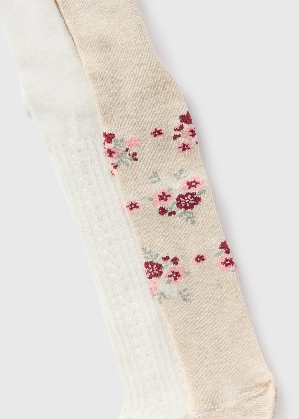 2 Pack Baby Cream Floral Tights Newborn 18mths Matalan