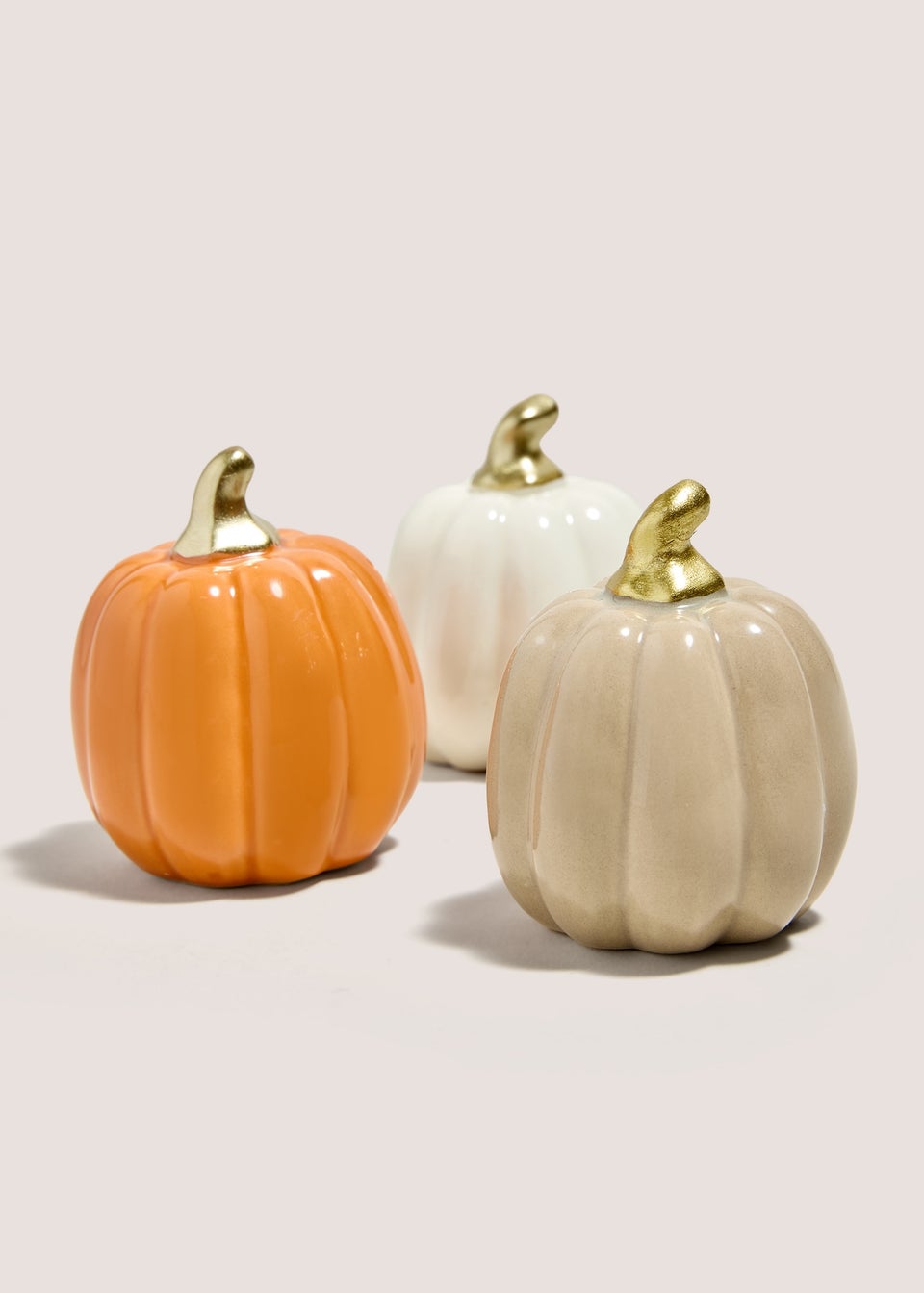 Set Of 3 Orange Pumpkin Ornaments (6.4cmx6.4cmx7.5cm)