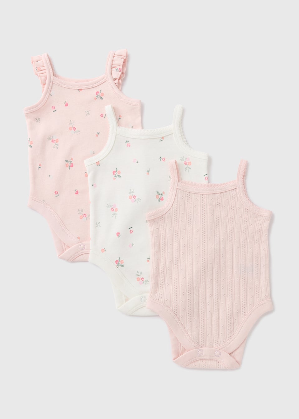 3 Pack Baby Pink Floral Bodysuits (Newborn-23mths)