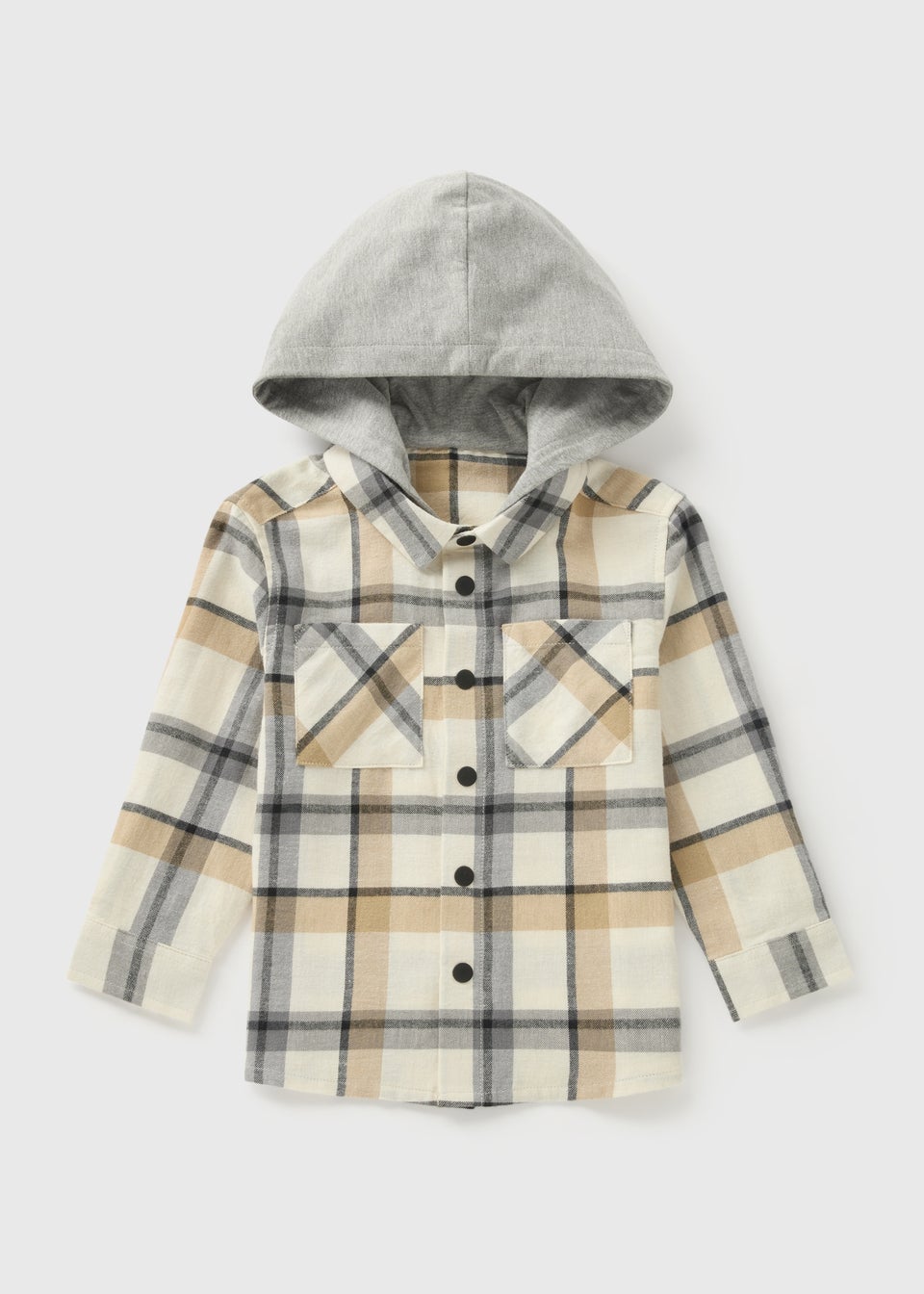 Boys Stone Check Hooded Shacket (1-7yrs)