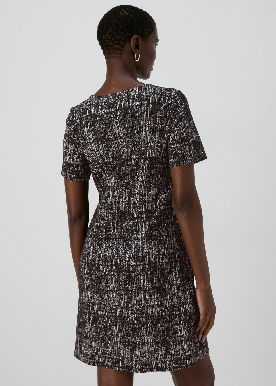 E Vous Black Textured Ponte Mini Dress