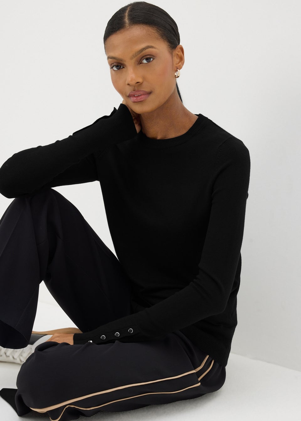 Et Vous Black Round Neck Jumper