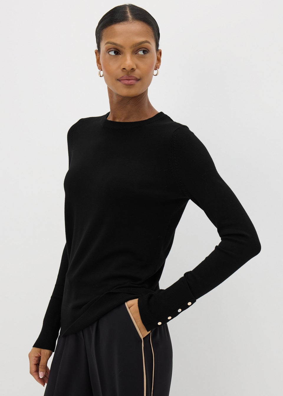 Et Vous Black Round Neck Jumper