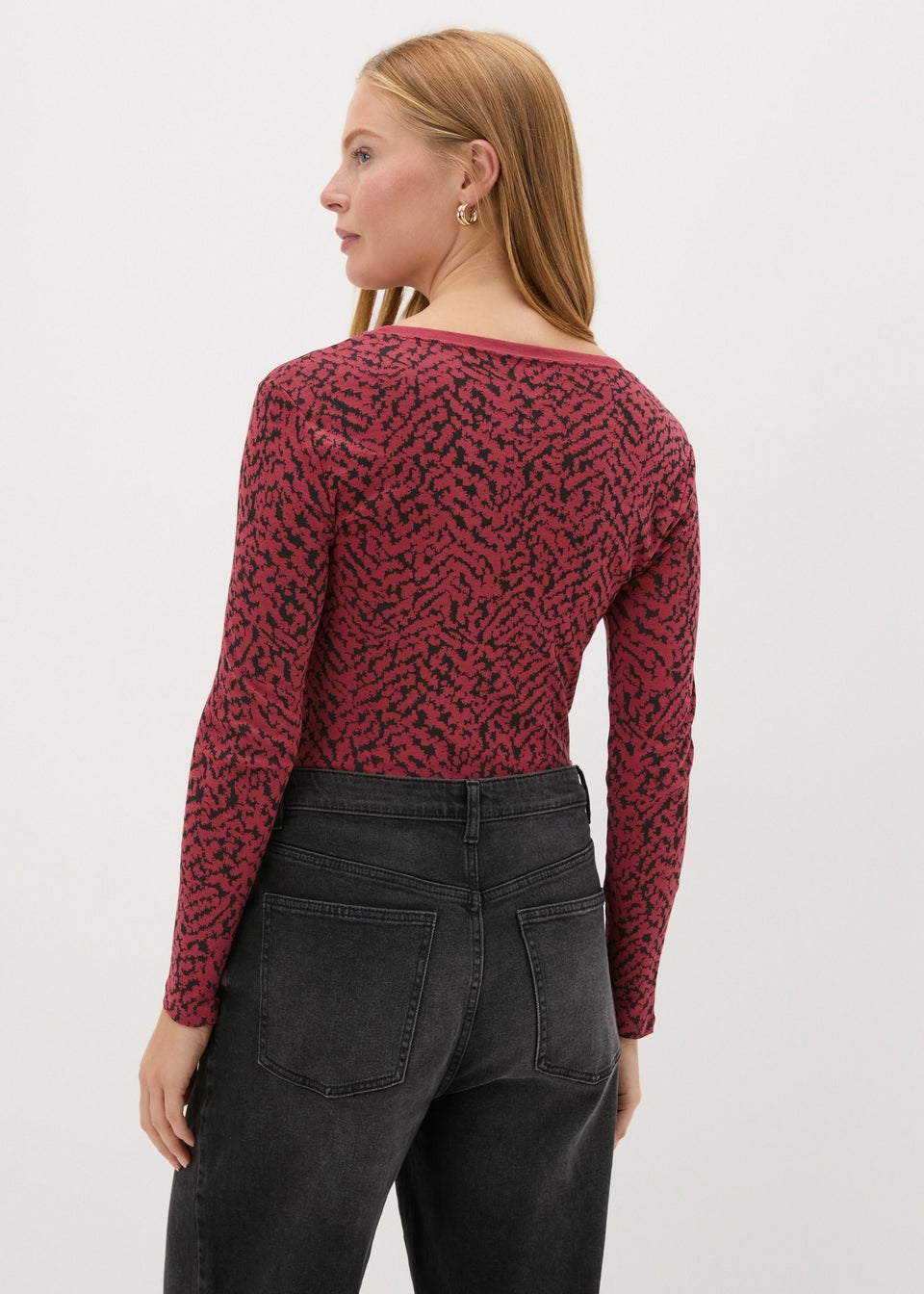 Red Printed Long Sleeved T-Shirt