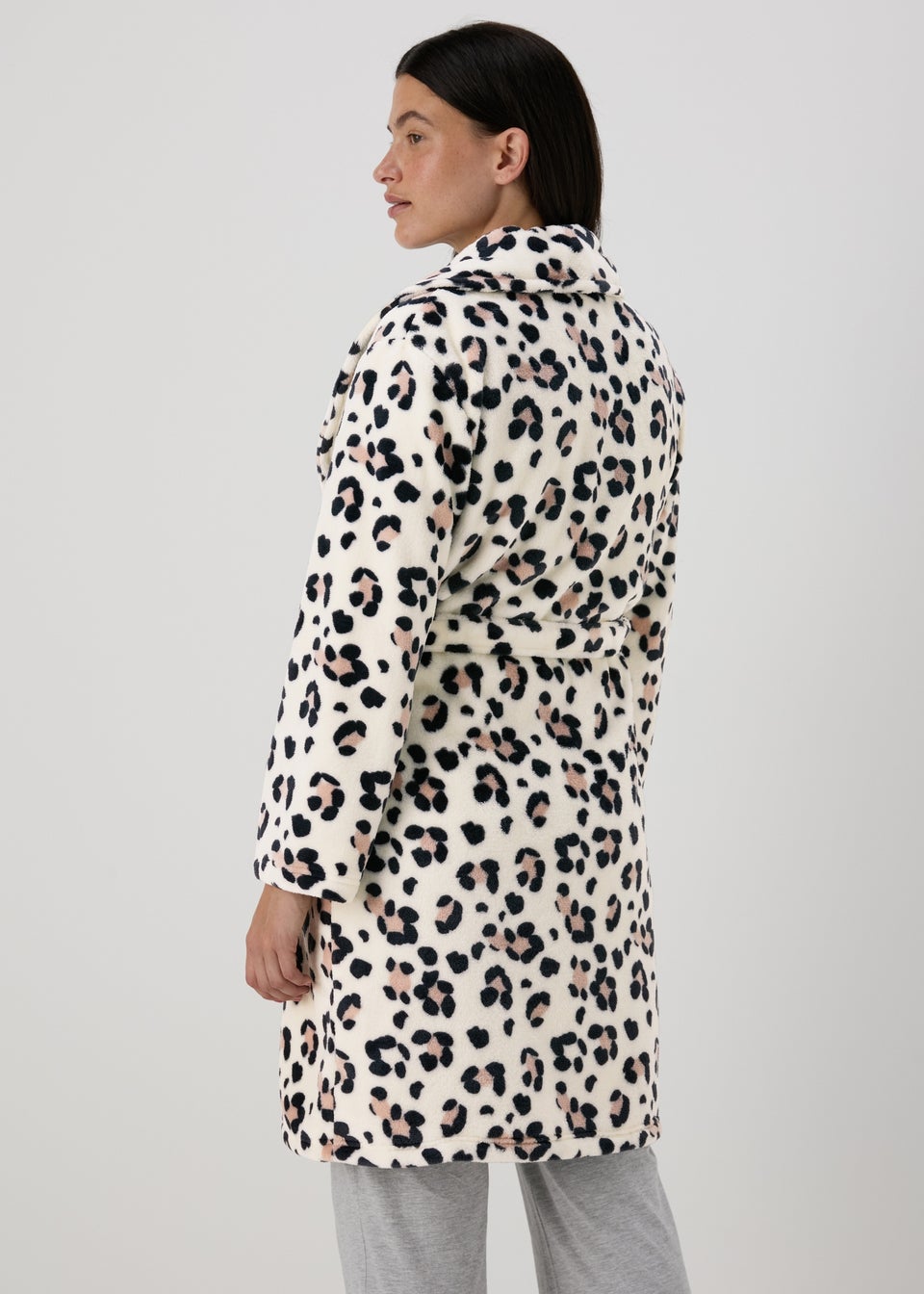 Cream Animal Print Dressing Gown