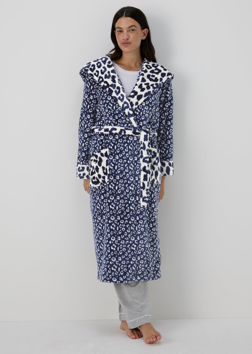 Navy Animal Print Dressing Gown Matalan