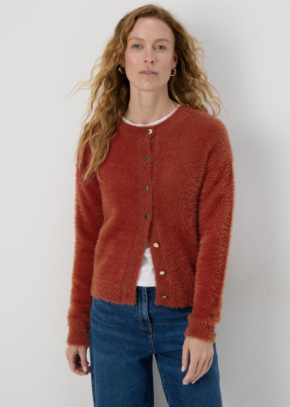 Rust Fluffy Cardigan Matalan