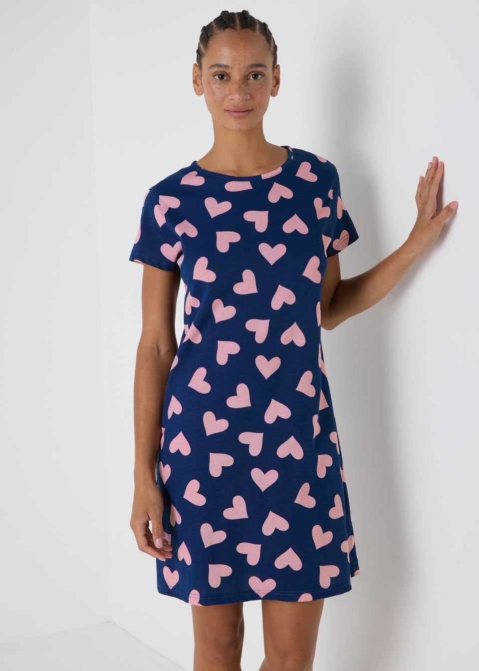 Navy Heart Print Nightie