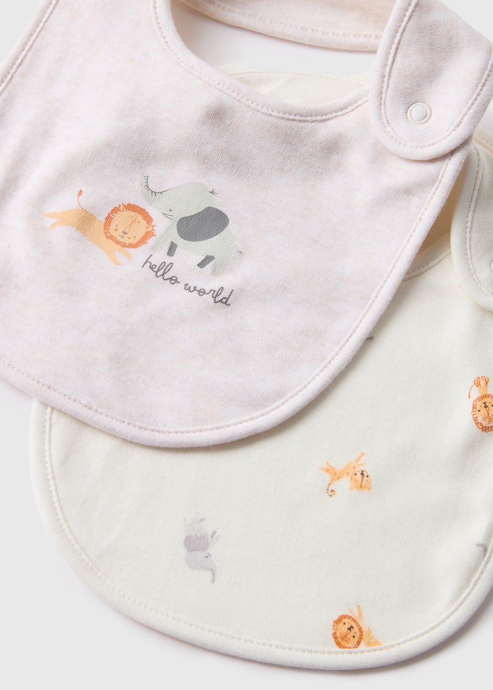 2 Pack Baby Oatmeal Safari Bibs