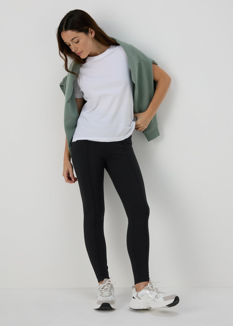 Black Body Shape Zip Leggings Matalan
