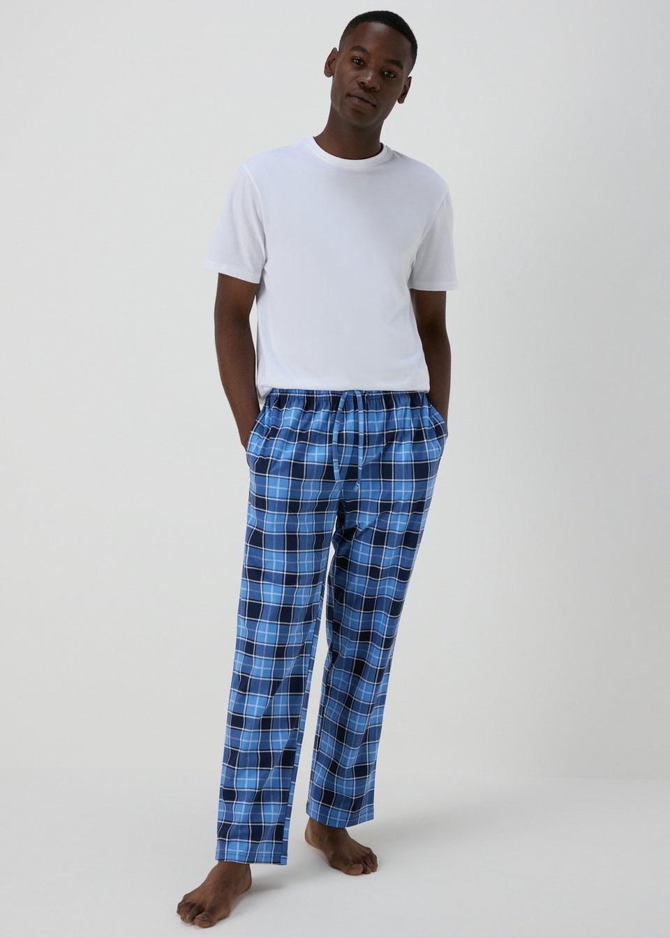 2 Pack Blue Check Woven Pyjama Bottoms Matalan