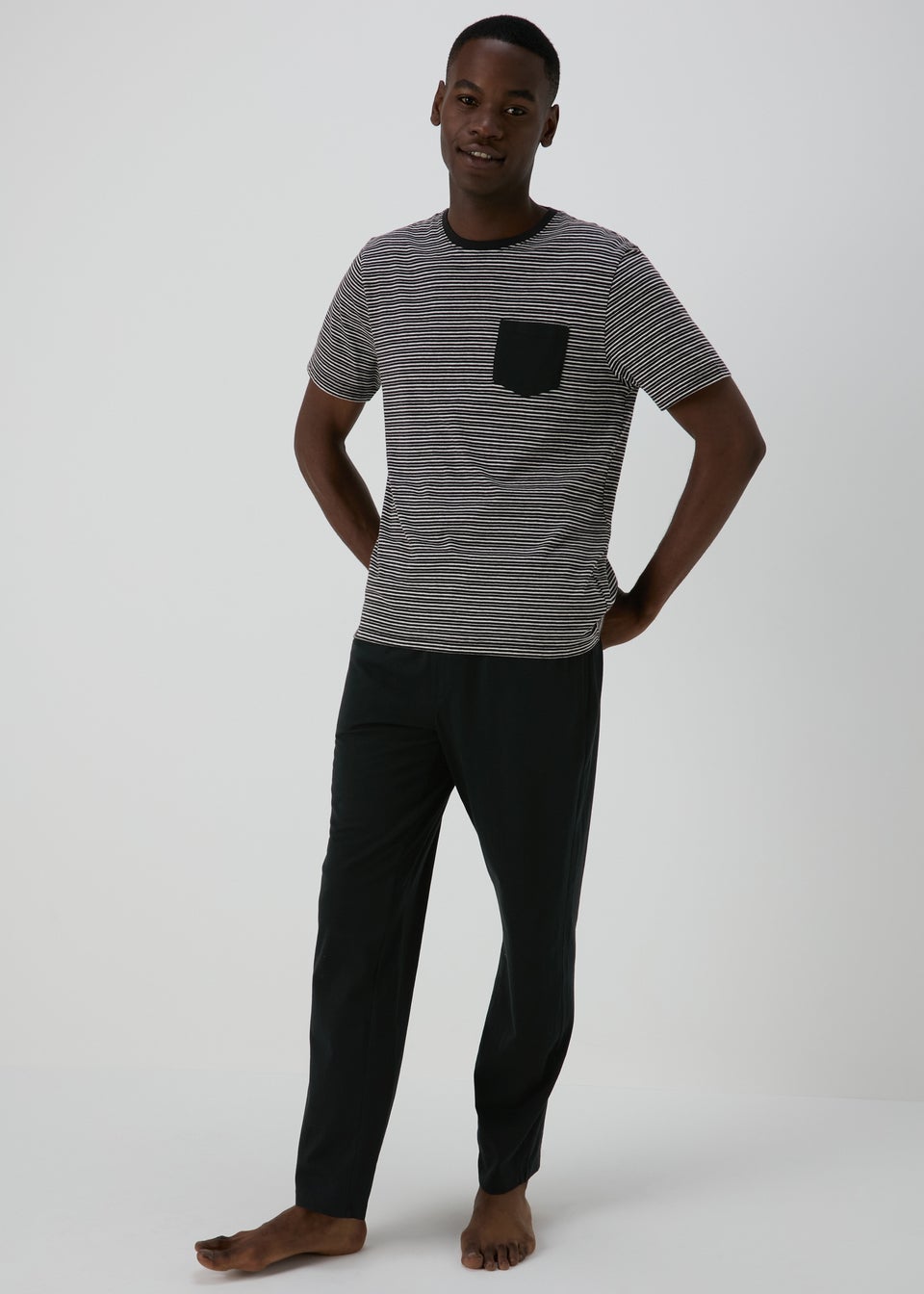 Black Stripe Pyjama Set Matalan