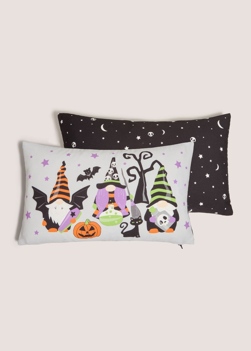 Black Halloween Gnome Printed Cushion