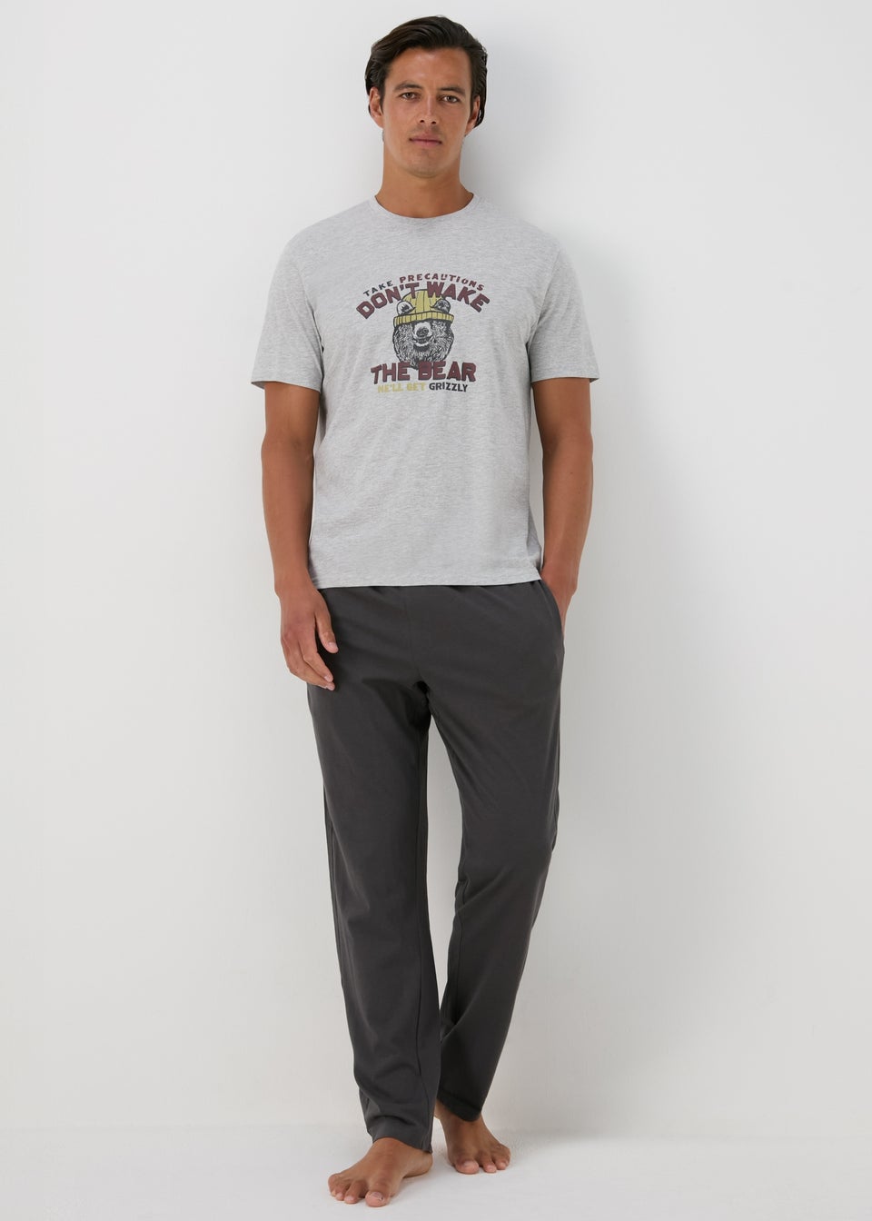 Charcoal Bear Pyjama Set Matalan