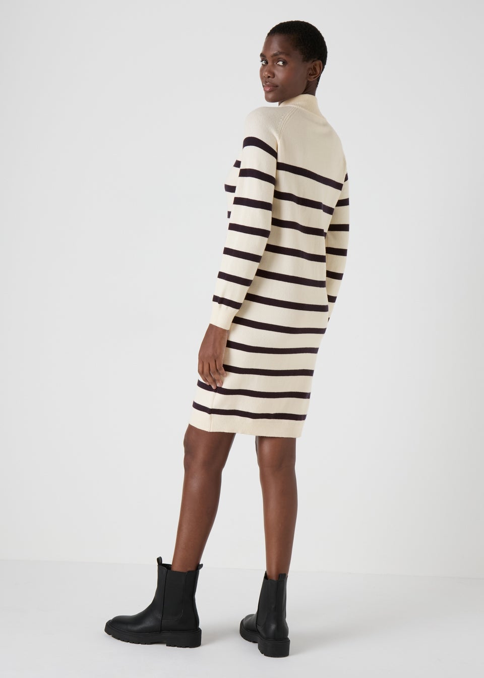 Cream Stripe Knitted Dress Matalan