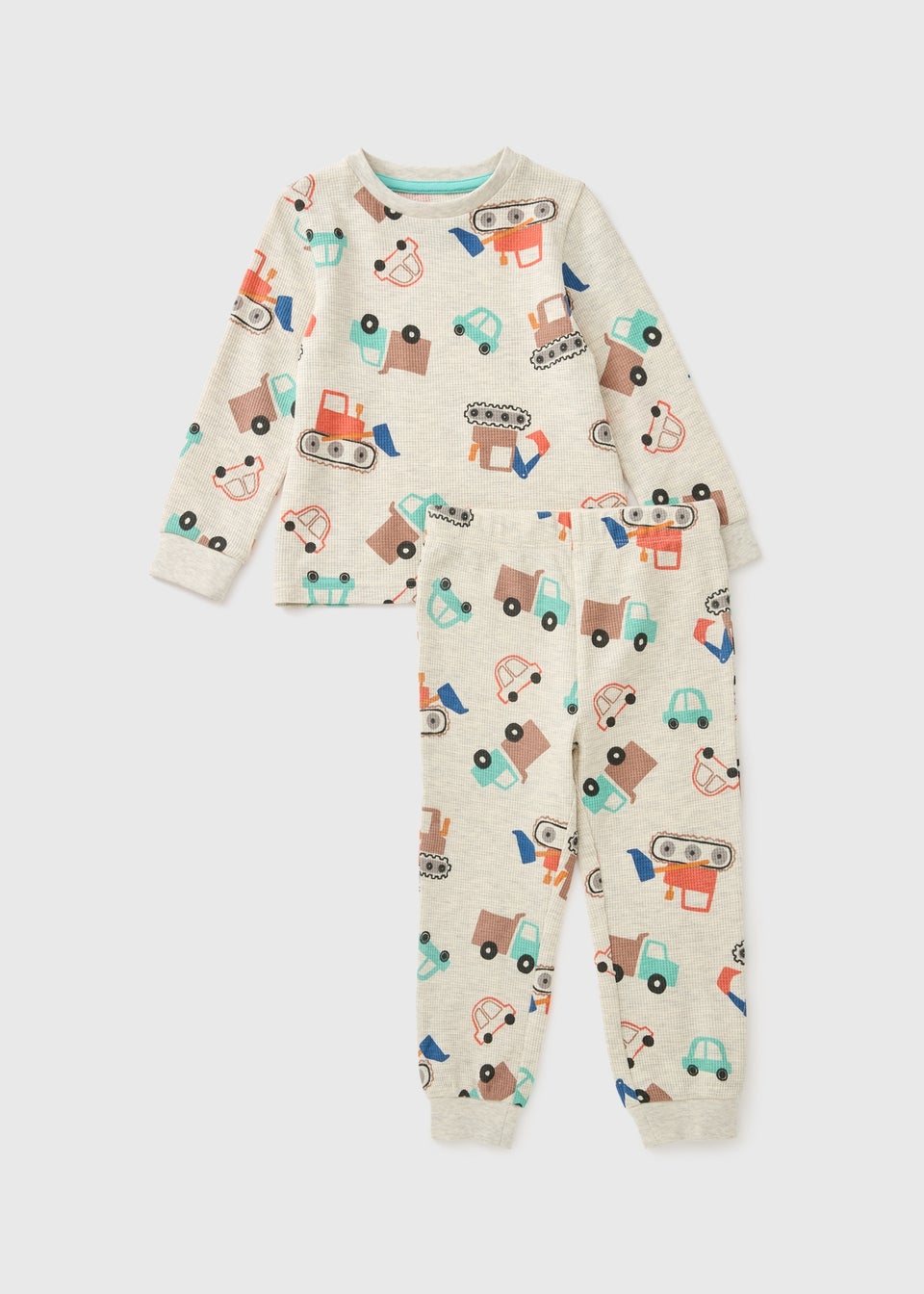 Boys Oatmeal Transport Waffle Pyjama Set (1-7yrs)