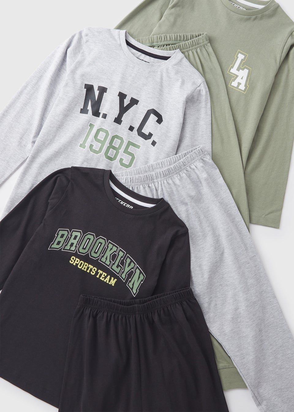 Boys Green NYC Pyjama Top & Bottom Set (7-13yrs)