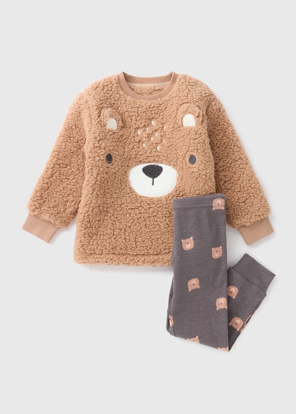 Boys Brown Bear Top Leggings Pyjama Set 1 7yrs Matalan