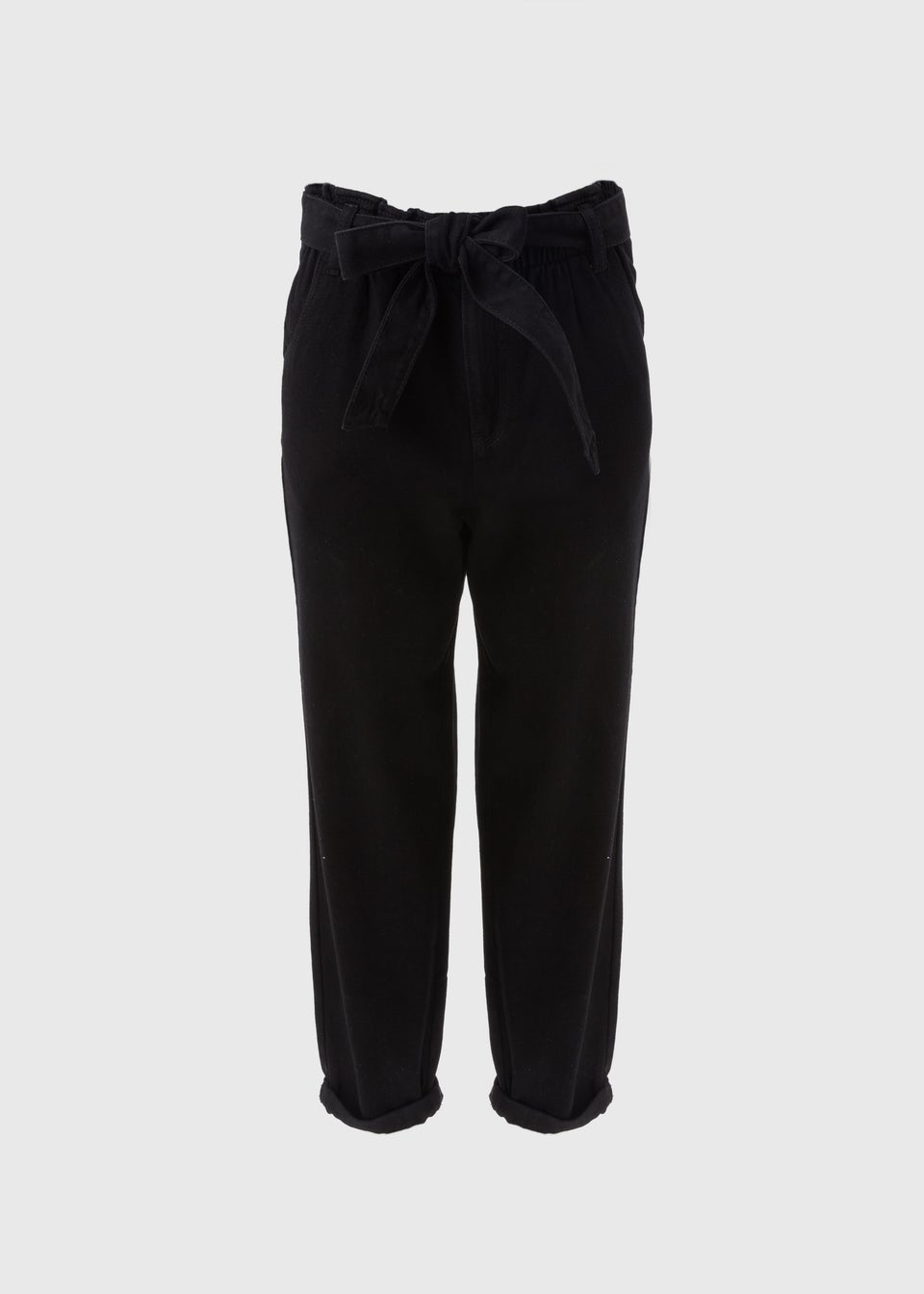 Black Paperbag Belted Jeans
