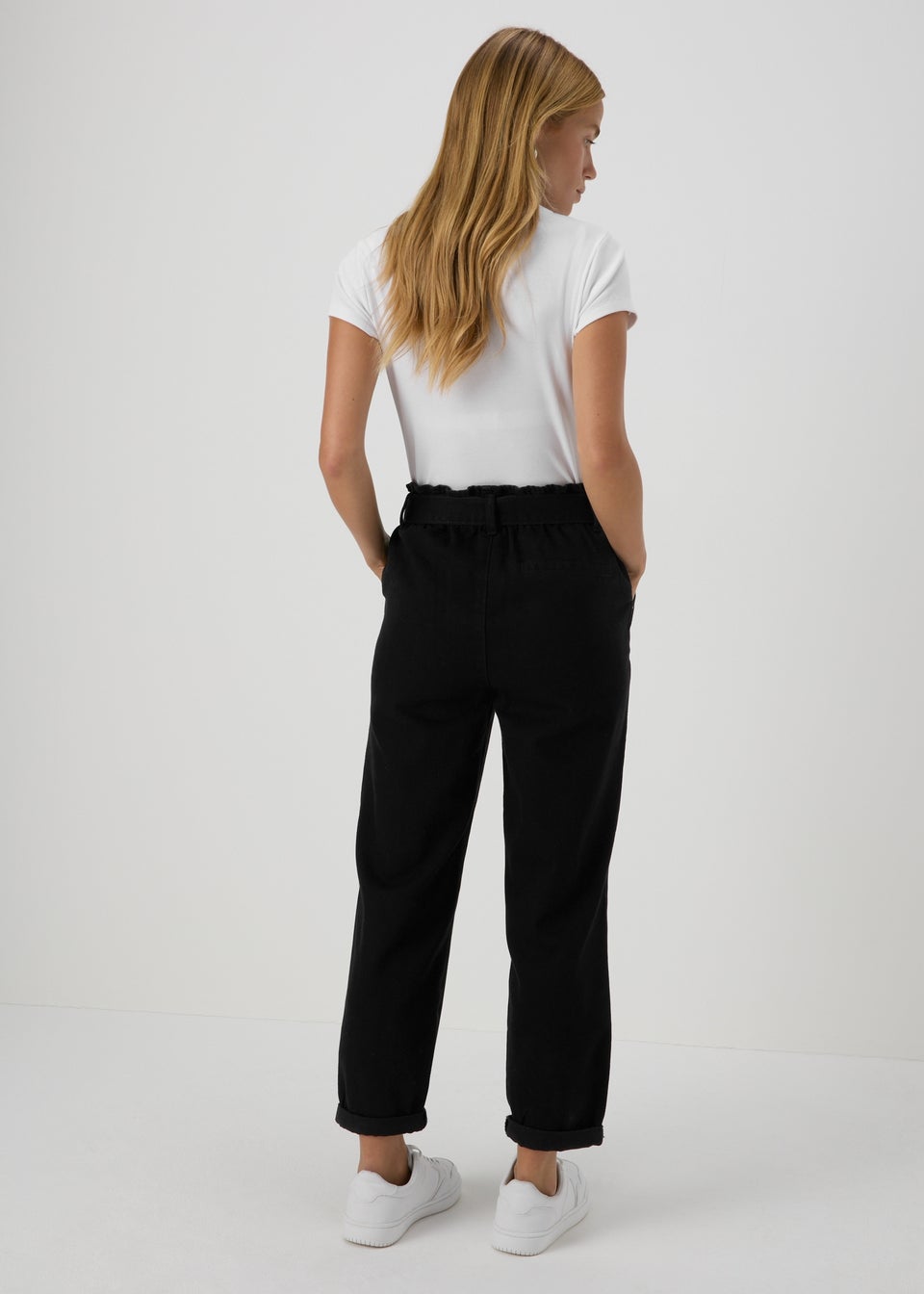 Black Paperbag Belted Jeans Matalan