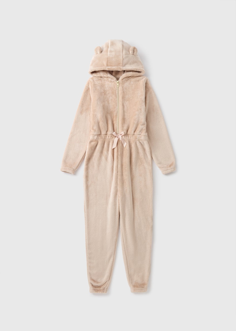 Girls Beige Teddy Fleece Onesie (7-13yrs)