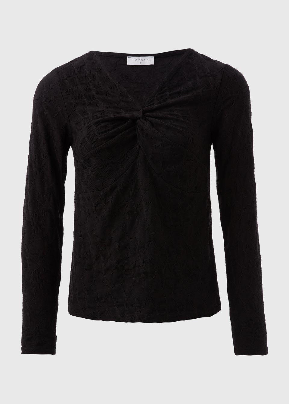 Black Twist Front Textured Top