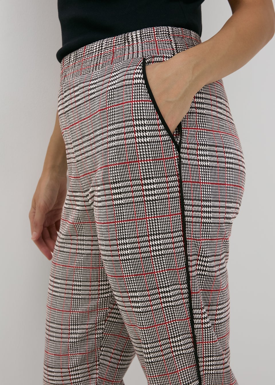 Red Check Tapered Joggers Matalan