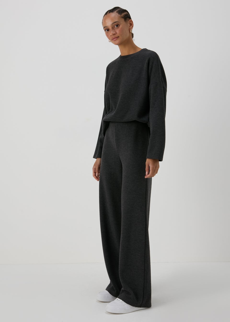 Grey Co Ord Soft Touch Wide Leg Trousers Matalan