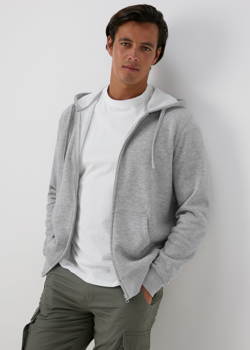 Grey Zip Up Hoodie Matalan