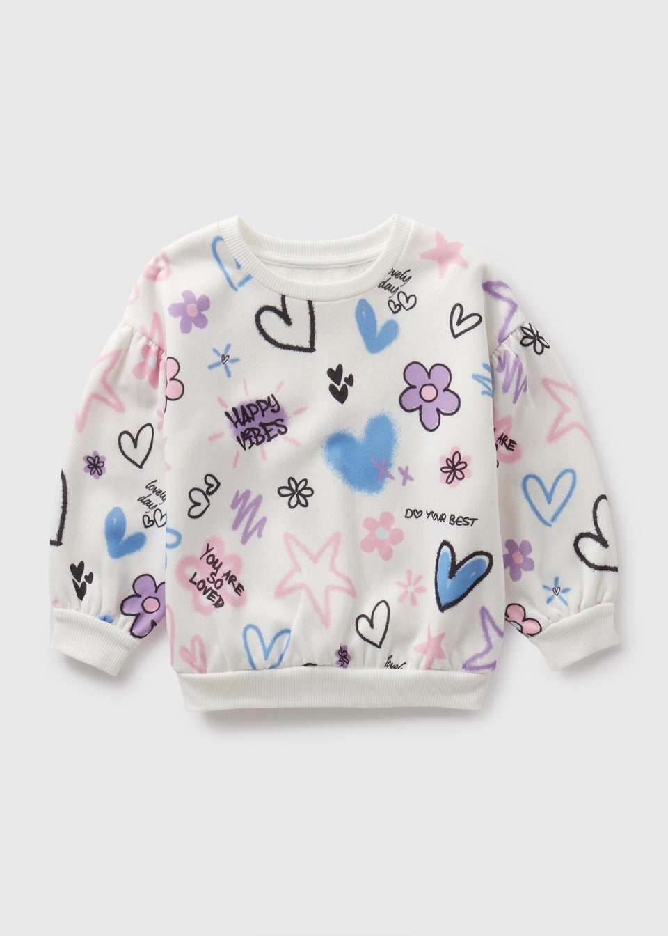 Girls Cream Graffiti Sweatshirt (1-7yrs)