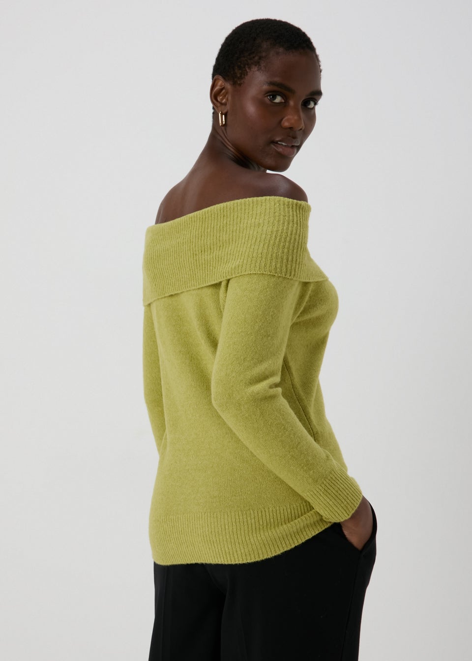 Et Vous Lime Bardot Knitted Jumper Matalan