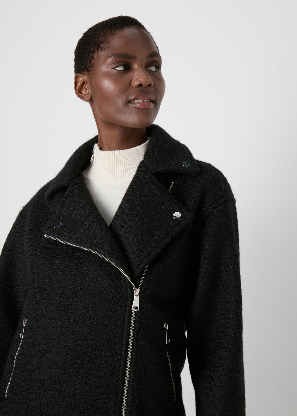 Womens black boucle jacket store