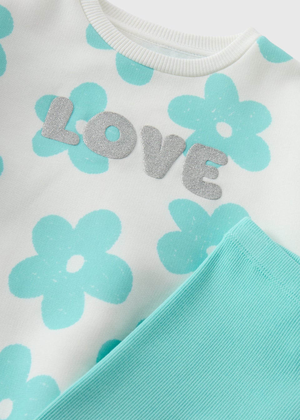 Girls Cream Flower Print Sweatshirt & Leggings Set (1-7yrs)