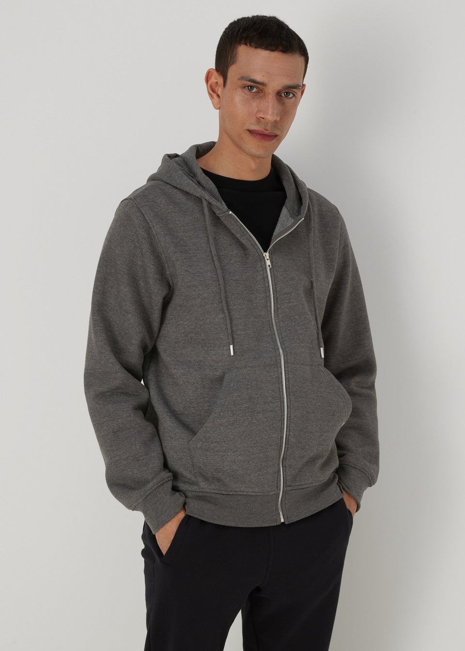 Charcoal Zip Hoodie - Matalan