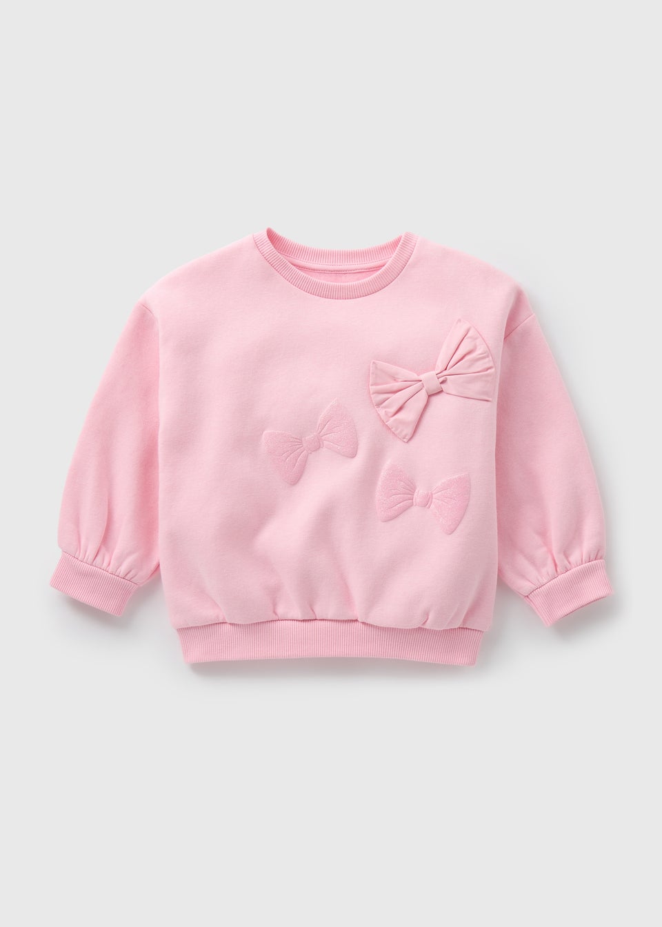 Girls Light Pink Bow Sweatshirt (1-7yrs)