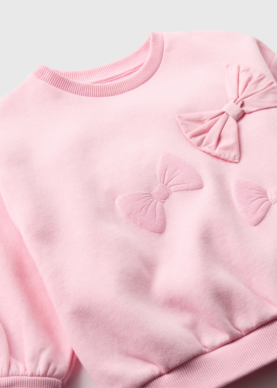 Girls Light Pink Bow Sweatshirt (1-7yrs)