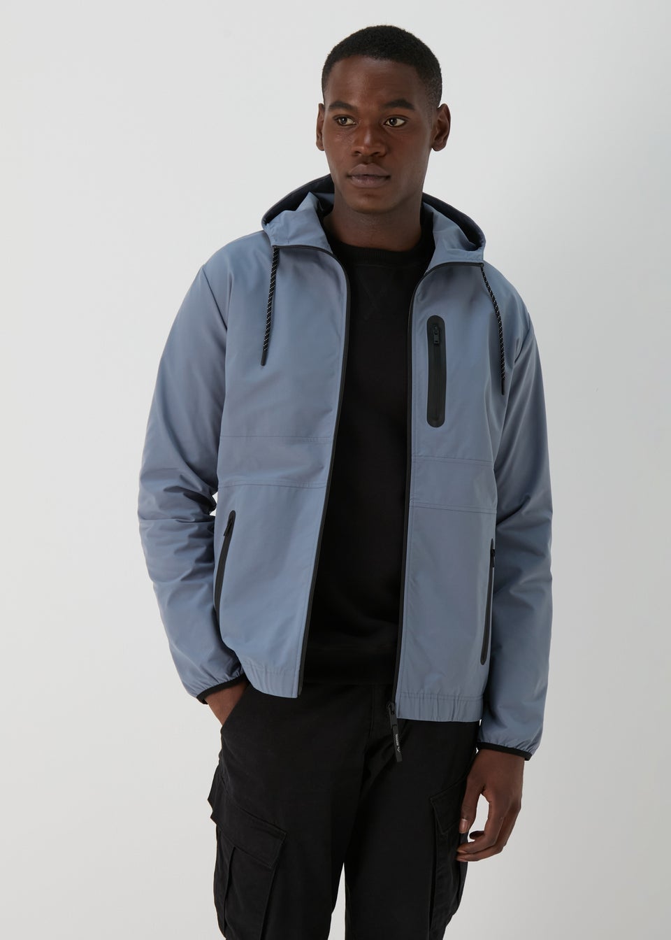 Souluxe Blue Hooded Windbreaker Jacket Matalan