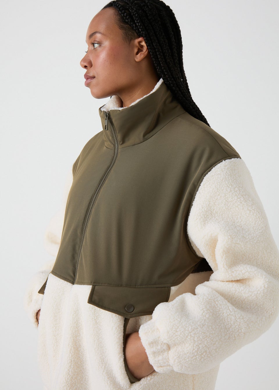 Khaki Padded Fleece Coat