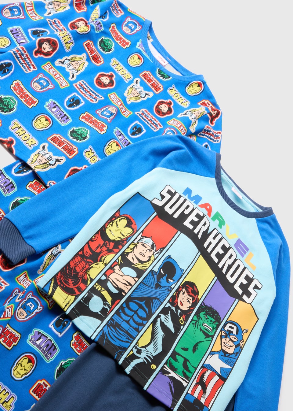 Marvel 2 Pack Kids Blue Superheros Pyjama Set (4-13yrs)