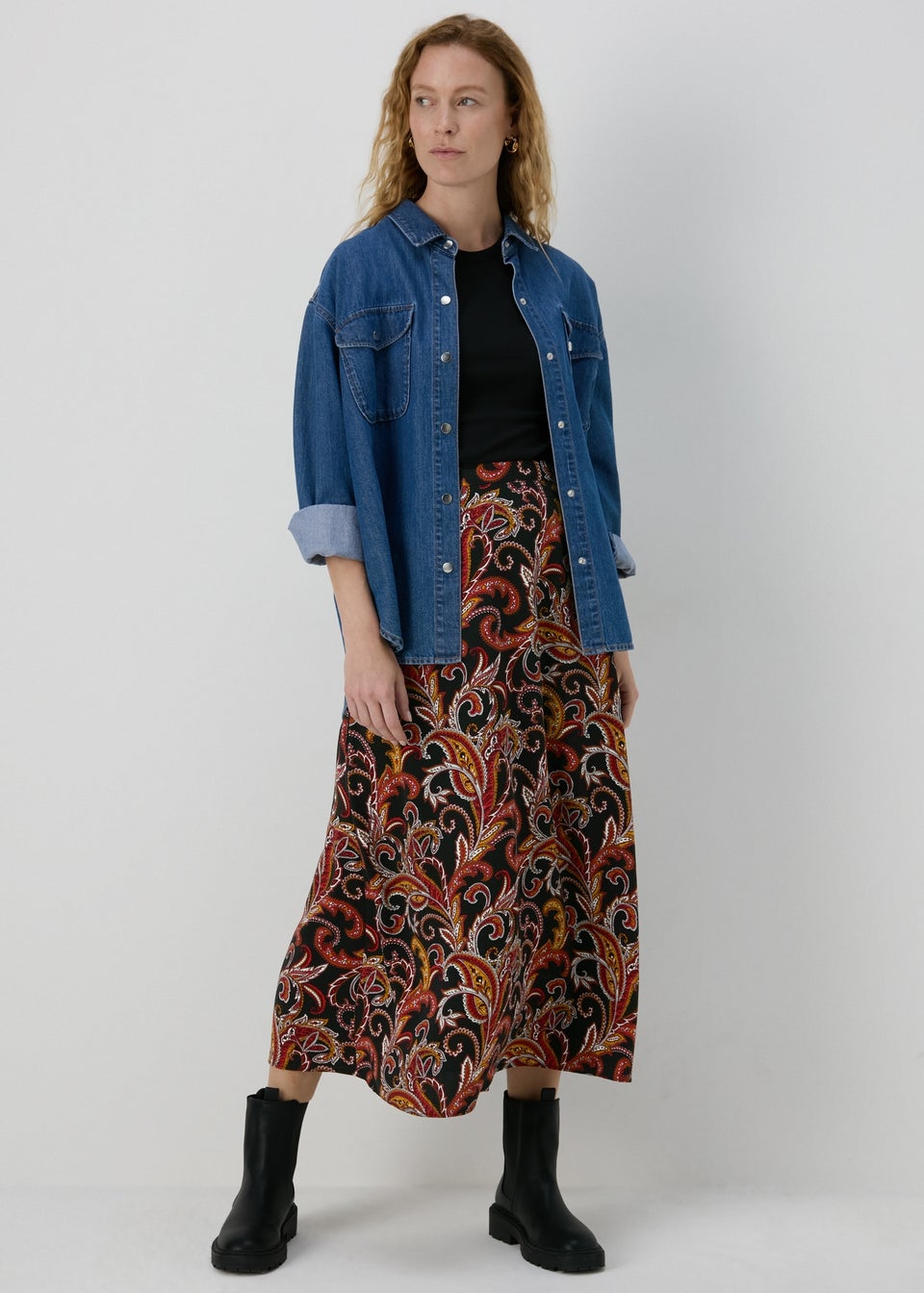 Black Paisley Midi Skirt Matalan