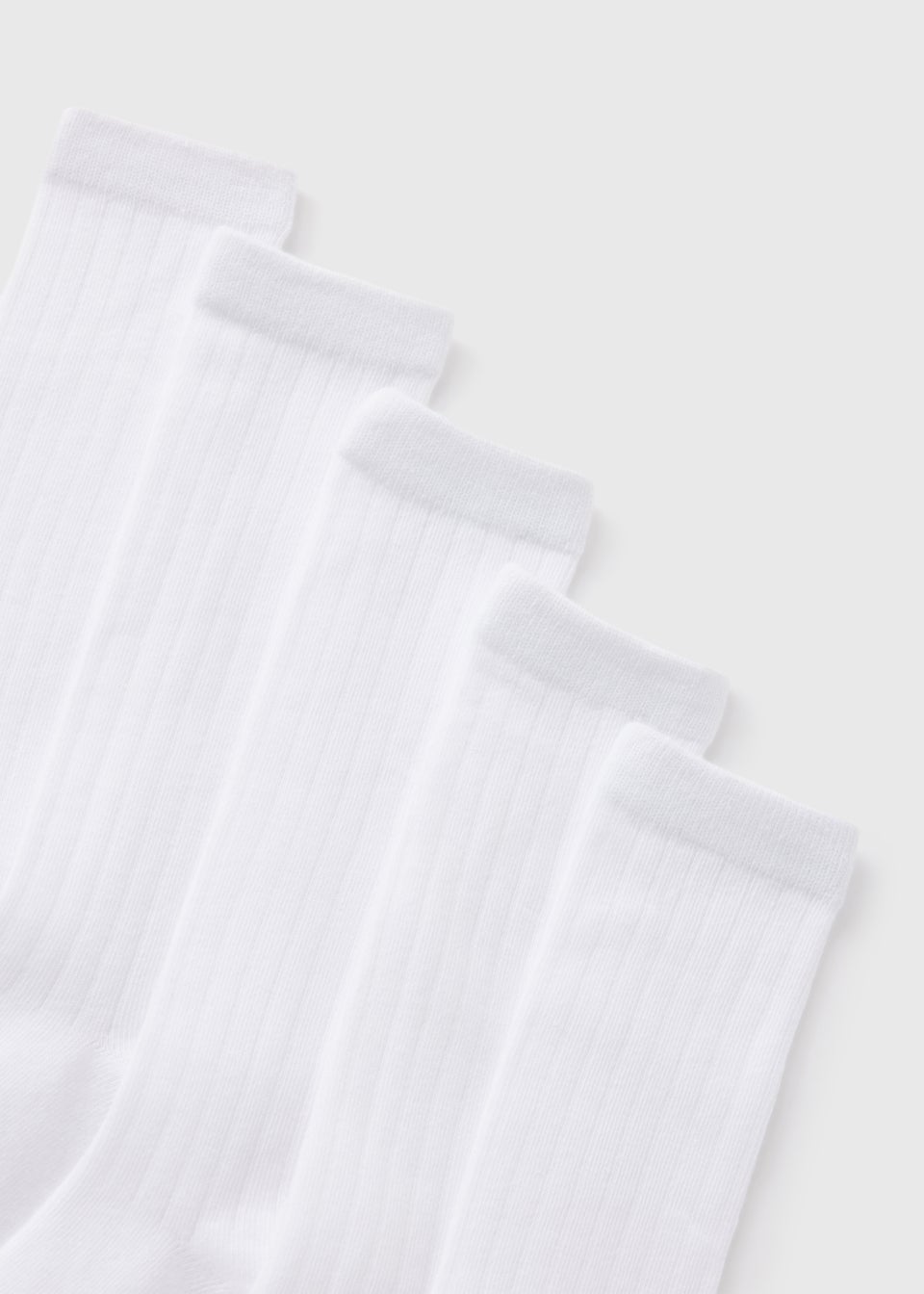 5 Pack Kids White Ribbed Knee High Socks (Younger 6-Older 5.5)